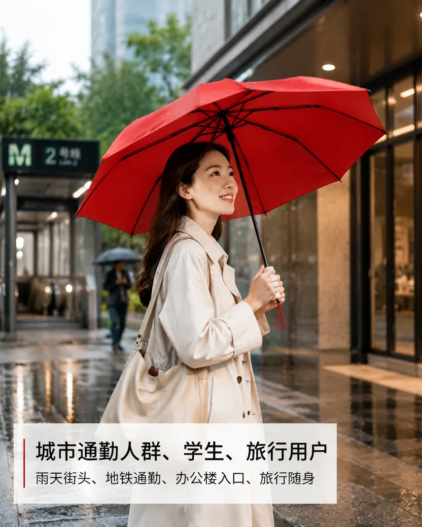 朱砂红折叠晴雨伞目标人群图