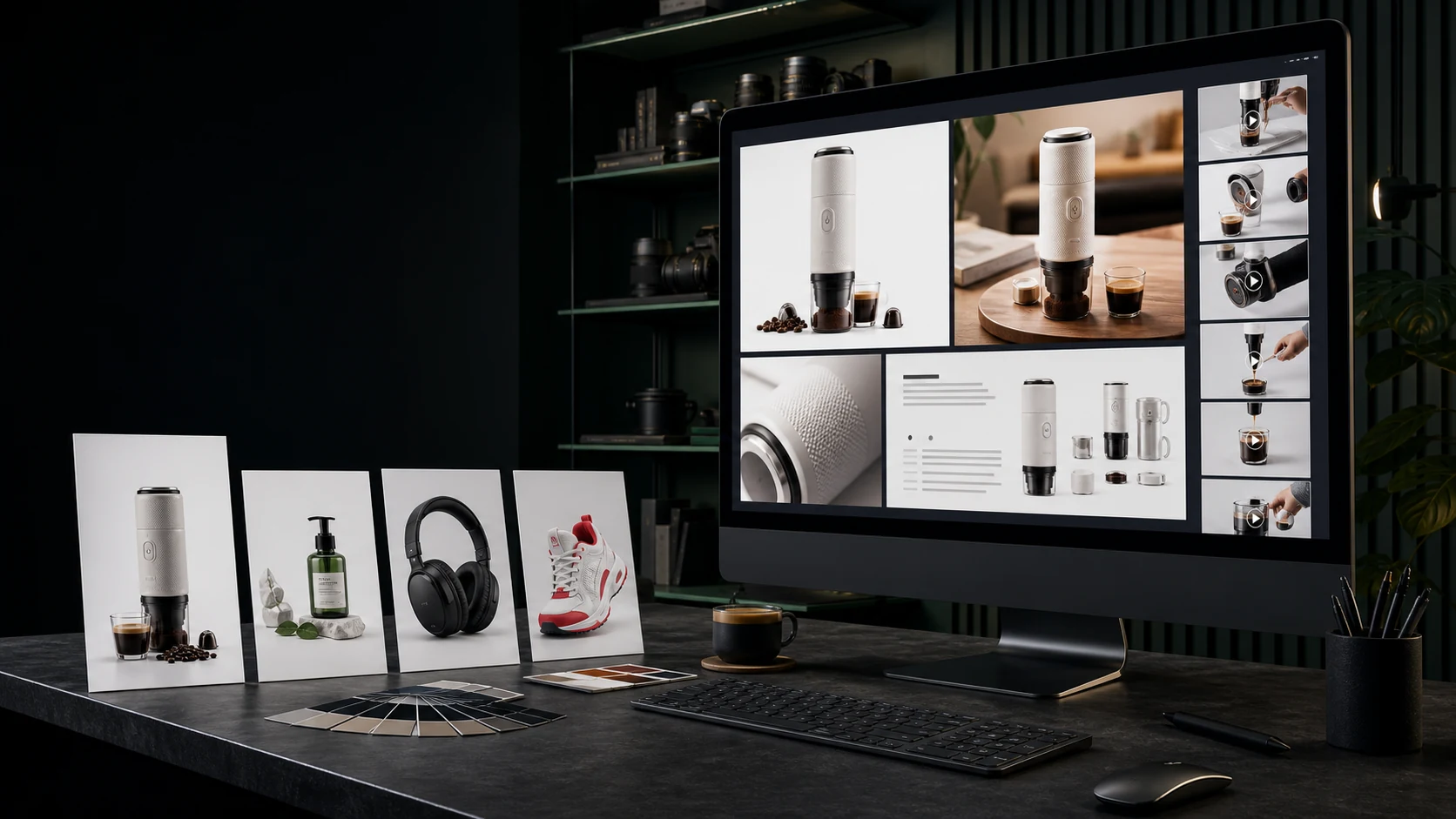 PicPilot 商品视觉工作台展示商品主图、细节图、场景图和生成流程